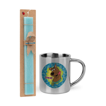 Scooby Doo, Easter Set, metallic thermal cup (300ml) & aromatic flat Easter candle (30cm) (TURQUOISE)