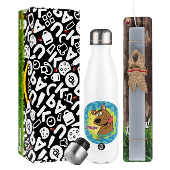 Scooby Doo, Easter candle, metallic white thermos bottle (500ml) & aromatic flat candle (30cm) (GRAY)