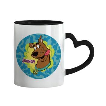 Scooby Doo, Mug heart black handle, ceramic, 330ml