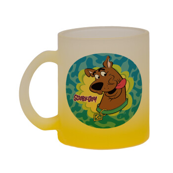 Scooby Doo, Κούπα γυάλινη δίχρωμη με βάση το κίτρινο ματ, 330ml