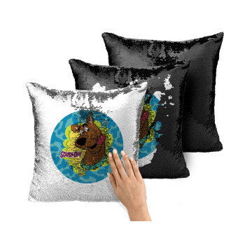 Scooby Doo, Μαξιλάρι καναπέ Μαγικό Μαύρο με πούλιες 40x40cm περιέχεται το γέμισμα