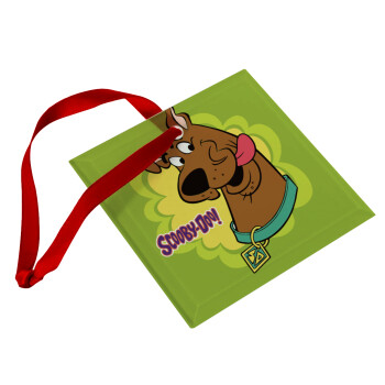 Scooby Doo, Χριστουγεννιάτικο στολίδι γυάλινο τετράγωνο 9x9cm