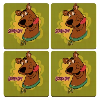 Scooby Doo, ΣΕΤ x4 Σουβέρ ξύλινα τετράγωνα plywood (9cm)