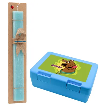 Scooby Doo, Easter Set, children's snack container BLUE & Easter aromatic flat candle (30cm) (TURQUOISE)