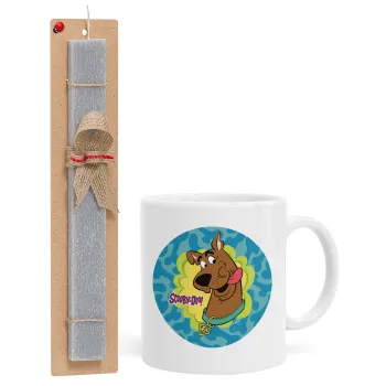 Scooby Doo, Πασχαλινή Λαμπάδα με Κούπα κεραμική (330ml) & κερί αρωματικό πλακέ (30cm) (ΓΚΡΙ)