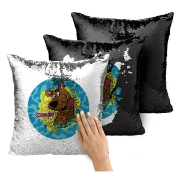 Scooby Doo, Μαξιλάρι καναπέ Μαγικό Μαύρο με πούλιες 40x40cm περιέχεται το γέμισμα