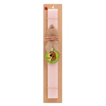 Scooby Doo, Easter Set, wooden keychain & scented flat Easter candle (30cm) (PINK)