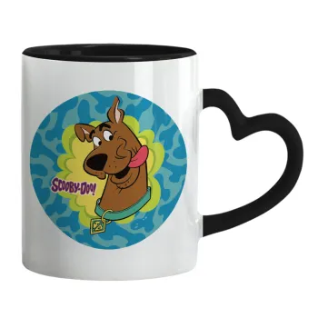 Scooby Doo, Κούπα καρδιά χερούλι μαύρη, κεραμική, 330ml
