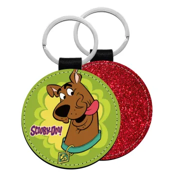 Scooby Doo, Μπρελόκ Δερματίνη, στρογγυλό ΚΟΚΚΙΝΟ (5cm)