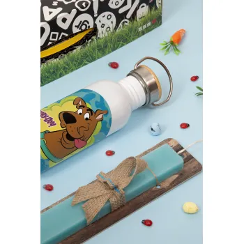 Scooby Doo, Πασχαλινή Λαμπάδα με παγούρι μεταλλικό (620ml, stainless steel) & κερί αρωματικό πλακέ (30cm) (ΤΙΡΚΟΥΑΖ)
