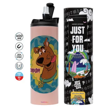 Scooby Doo, Tumbler ποτήρι θερμό ΡΟΖ από ανοξείδωτο ατσάλι 600ml