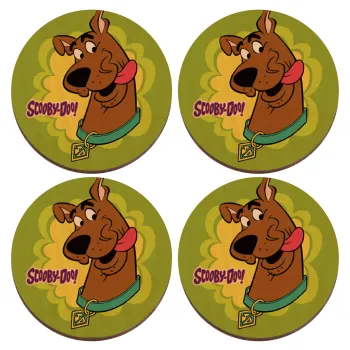 Scooby Doo, ΣΕΤ x4 Σουβέρ ξύλινα στρογγυλά plywood (9cm)