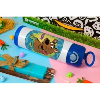 Scooby Doo, Πασχαλινή Λαμπάδα με Παιδικό παγούρι θερμό, ανοξείδωτο, με καλαμάκι ασφαλείας, ΜΠΛΕ (500ml)