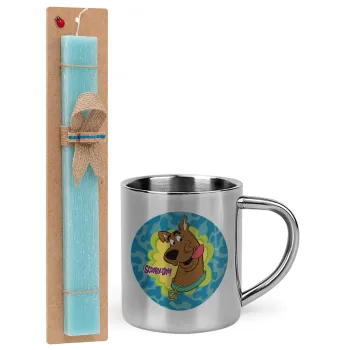 Scooby Doo, Πασχαλινή Λαμπάδα με μεταλλική κούπα θερμό (300ml) & κερί αρωματικό πλακέ (30cm) (ΤΙΡΚΟΥΑΖ)