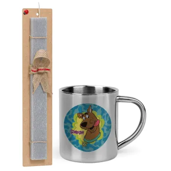 Scooby Doo, Easter Set, metallic thermal cup (300ml) & Easter aromatic flat candle (30cm) (GRAY)