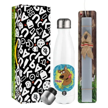 Scooby Doo, Easter candle, metallic white thermos bottle (500ml) & aromatic flat candle (30cm) (GRAY)