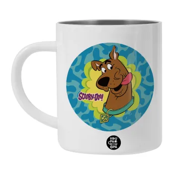 Scooby Doo, Λευκή Ανοξείδωτη Μεταλλική Κούπα 450ml - Διπλού Τοιχώματος 