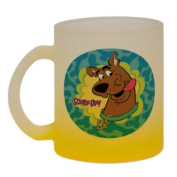 Scooby Doo, Κούπα γυάλινη δίχρωμη με βάση το κίτρινο ματ, 330ml