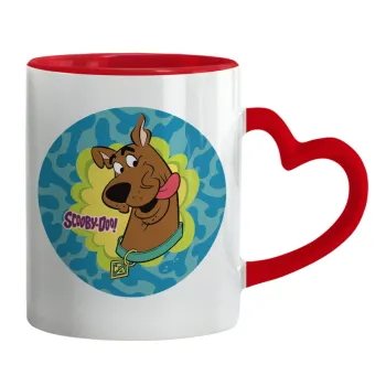 Scooby Doo, Mug heart red handle, ceramic, 330ml