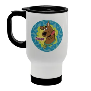 Scooby Doo, Stainless steel travel mug with lid, double wall white 450ml