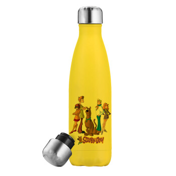 Scooby Doo Characters, Μεταλλικό παγούρι θερμός Κίτρινος (Stainless steel), διπλού τοιχώματος, 500ml