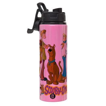 Scooby Doo Characters, Μεταλλικό παγούρι νερού με καπάκι ασφαλείας, αλουμινίου 850ml