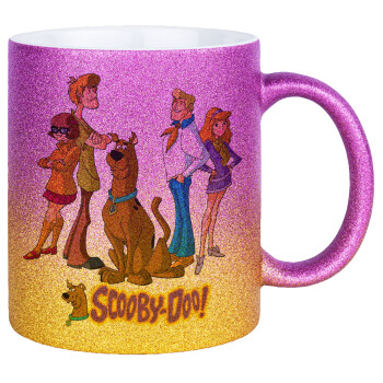 Scooby Doo Characters, Κούπα Χρυσή/Ροζ Glitter, κεραμική, 330ml