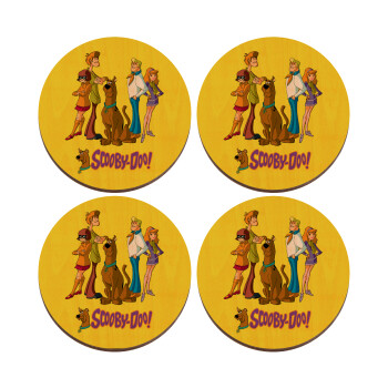 Scooby Doo Characters, ΣΕΤ x4 Σουβέρ ξύλινα στρογγυλά plywood (9cm)