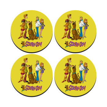 Scooby Doo Characters, ΣΕΤ 4 Σουβέρ ξύλινα στρογγυλά (9cm)