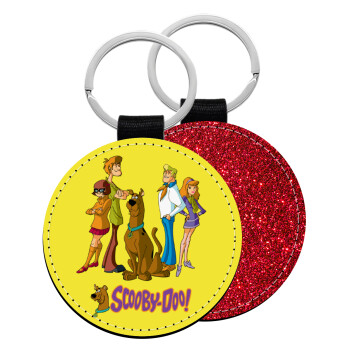 Scooby Doo Characters, Μπρελόκ Δερματίνη, στρογγυλό ΚΟΚΚΙΝΟ (5cm)