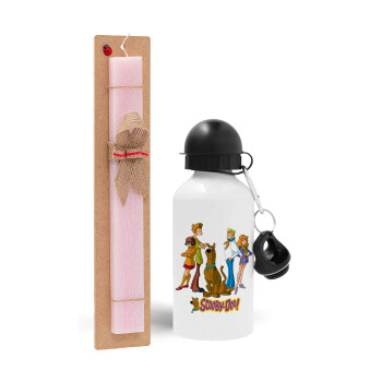 Scooby Doo Characters, Easter Set, metallic aluminum bottle (500ml) & aromatic flat Easter candle (30cm) (PINK)