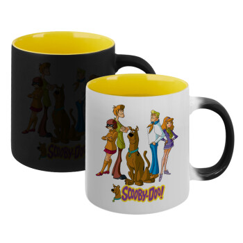 Scooby Doo Characters, Κούπα Μαγική εσωτερικό κίτρινη, κεραμική 330ml που αλλάζει χρώμα με το ζεστό ρόφημα