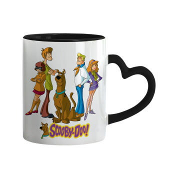 Scooby Doo Characters, Κούπα καρδιά χερούλι μαύρη, κεραμική, 330ml