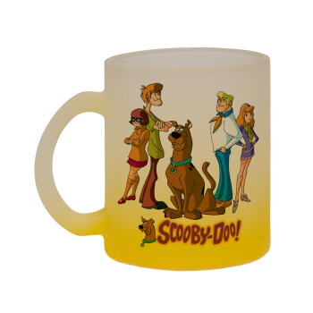 Scooby Doo Characters, Κούπα γυάλινη δίχρωμη με βάση το κίτρινο ματ, 330ml
