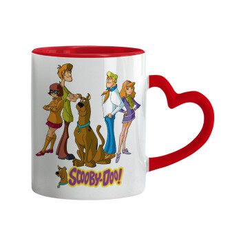 Scooby Doo Characters, Κούπα καρδιά χερούλι κόκκινη, κεραμική, 330ml