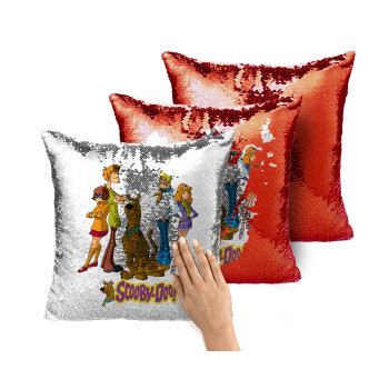 Scooby Doo Characters, Μαξιλάρι καναπέ Μαγικό Κόκκινο με πούλιες 40x40cm περιέχεται το γέμισμα