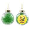 Transparent Christmas tree ball ornament with green filling 8cm