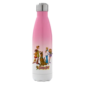 Scooby Doo Characters, Μεταλλικό παγούρι θερμός Ροζ/Λευκό (Stainless steel), διπλού τοιχώματος, 500ml