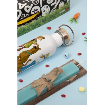 Scooby Doo Characters, Πασχαλινή Λαμπάδα με παγούρι μεταλλικό (620ml, stainless steel) & κερί αρωματικό πλακέ (30cm) (ΤΙΡΚΟΥΑΖ)