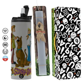Scooby Doo Characters, Πασχαλινή Λαμπάδα με Travel Tumbler θερμό (600ml, BPA free) & κερί αρωματικό πλακέ (30cm) (ΓΚΡΙ)