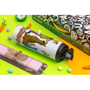 Scooby Doo Characters, Πασχαλινή Λαμπάδα με Travel Tumbler θερμό με διπλό καπάκι (600ml, BPA free) & κερί αρωματικό πλακέ (30cm) (ΡΟΖ)