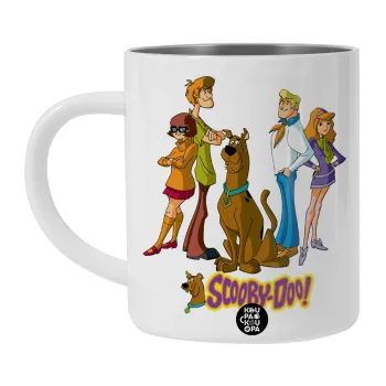 Scooby Doo Characters, Λευκή Ανοξείδωτη Μεταλλική Κούπα 450ml - Διπλού Τοιχώματος 