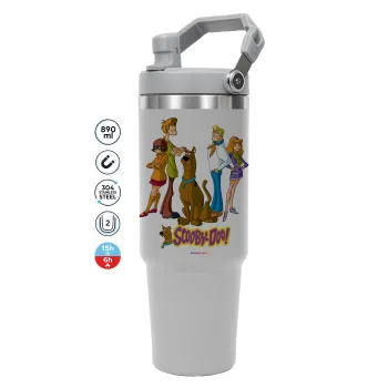 Scooby Doo Characters, ΓΚΡΙ χρώματος Θερμός Ανοξείδωτο 890ml (30oz) με χερούλι