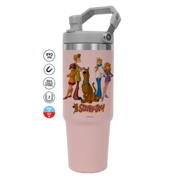 Scooby Doo Characters, ΡΟΖ χρώματος Θερμός Ανοξείδωτο 890ml (30oz) με χερούλι