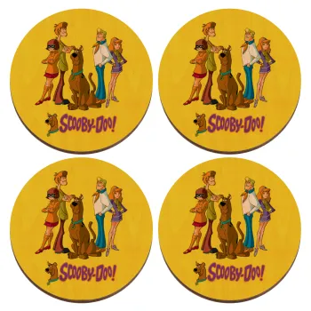 Scooby Doo Characters, ΣΕΤ x4 Σουβέρ ξύλινα στρογγυλά plywood (9cm)