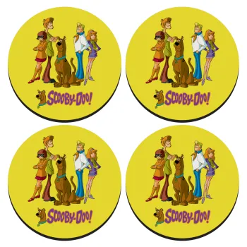 Scooby Doo Characters, ΣΕΤ 4 Σουβέρ ξύλινα στρογγυλά (9cm)