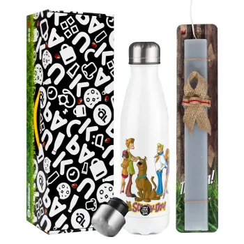 Scooby Doo Characters, Easter candle, metallic white thermos bottle (500ml) & aromatic flat candle (30cm) (GRAY)