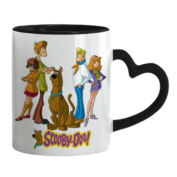 Scooby Doo Characters, Κούπα καρδιά χερούλι μαύρη, κεραμική, 330ml
