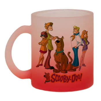 Scooby Doo Characters, Κούπα γυάλινη δίχρωμη με βάση το κόκκινο ματ, 330ml
