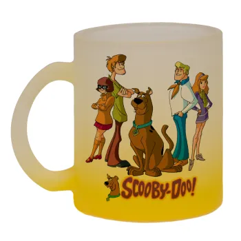 Scooby Doo Characters, Κούπα γυάλινη δίχρωμη με βάση το κίτρινο ματ, 330ml